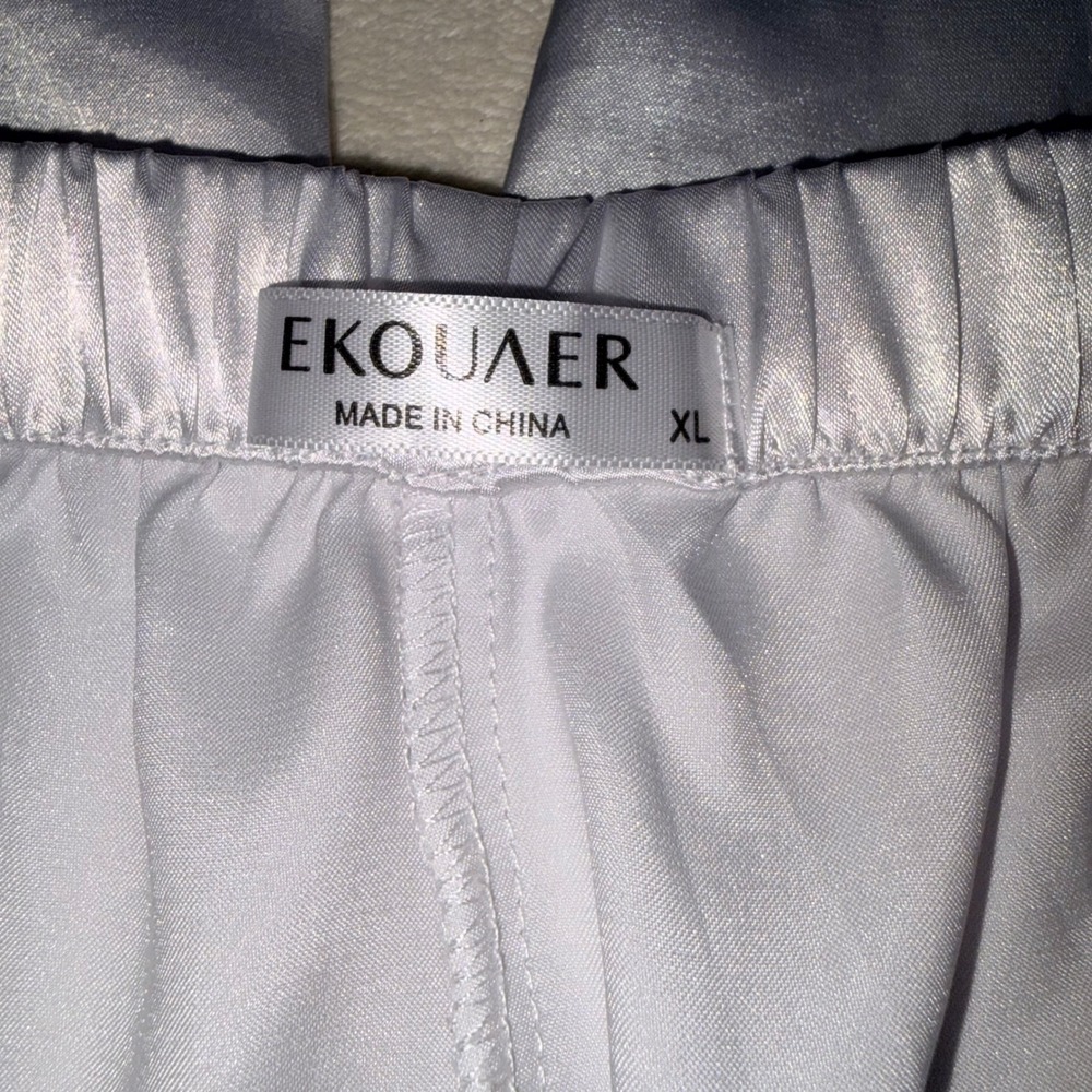 Ekouaer 6 Piece Satin Cami and Pant Set V-Neck Lace Adj Straps Jewel Tones XL - Picture 10 of 13